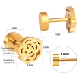 Dettaglio di orecchini a rosa in acciaio placcato oro con chiusura a vite sicura - Stile Rosa Zircone Oro (EA611301G)