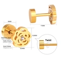 Dettaglio orecchini a fiore traforato da 8,5 mm in acciaio inossidabile placcato oro - Stile Fiore Traforato Oro (EA611302G)