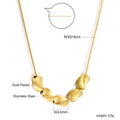 Irregular five-bead gold clavicle necklace in stainless steel with 43+5cm adjustable chain - Gold Irregular Beads Style (NE2B5301G)