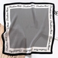 Classic black and white houndstooth silk scarf with square shape and brand lettering - 53x53 / Natural With Black Edge