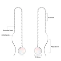 Antiallergic stainless steel long tassel earrings with white shell heart pendant charms - Silver Round Shell Style (EA53210AS)