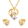 Set di gioielli dorati con collana e orecchini a doppio cuore e cristalli di zircone - Oro (SE232901G)