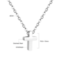 Polished stainless steel cross pendant necklace on 45cm chain with mirror reflection - Cross Style (NE232301S) / Steel