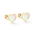 Boucles d'oreilles cœur dorées avec incrustation de nacre et fermoir papillon - Cœur Nacre Blanche (EA54020AG)