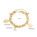 Detailed dimensions of 14K gold plated double layer bracelet with Virgin Mary pendants - 14K Gold Virgin Mary Style (BR234301K)