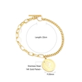 Dettaglio del bracciale in acciaio inossidabile placcato oro 14K con doppia catena - Stile Giuntato Moneta Regina Oro 14K (BR233701K)