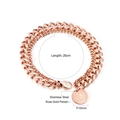 Dettaglio bracciale a doppio strato oro rosa con ciondolo moneta regina e catena 20cm - Stile Ritratto Regina a Doppio Strato Oro Rosa (BR233601R)