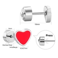 Red heart-shaped stainless steel stud earring with antiallergic press-back closure - Steel Color (EA61600ES)
