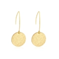 Minimalistische goldene Creolen mit V-Haken und mattierten runden Anhängern - Matte Oberfläche (EA544804G)