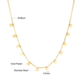 Macro detail of 45cm gold plated stainless steel chain with 3mm round disk charms - Gold Disc Style (NE245601G)