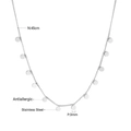 Polished stainless steel 45cm necklace with small 3mm silver disk charms detail - Silver Disc Style (NE245601S)