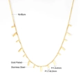 Gold plated stainless steel necklace with rectangular bar pendants and dimension details - Gold Rectangular Bar Style (NE245501G)