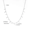 Minimalist silver stainless steel necklace with multiple rectangular bar charms. - Silver Rectangular Bar Style (NE245501S)