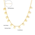 Detailed view of gold plated stainless steel necklace with 40+5cm chain and clover motifs - Gold Hollow Clover (NE246701G)