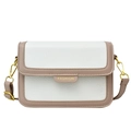 Elegante borsa a patta bicolore bianca e rosa in pelle con fibbia dorata alla moda - Bianco & Cachi
