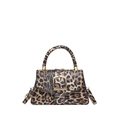Bolso bandolera de leopardo con hebilla metálica dorada y asa para mujer - Amarillo