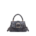Bolso bandolera con estampado de leopardo, hebilla dorada y correa ajustable - Marrón
