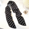 Polka dot pleated scarf in black and white with vintage accordion texture for hair and bag - 10*130cm / Black
