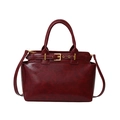 Borsa tote vintage bordeaux in similpelle con fibbia dorata e tracolla rimovibile - Rosso