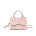 Elegant pink handbag with large bow and heart rhinestone, featuring crossbody strap - Pink