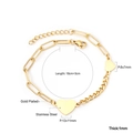 Vergoldetes Edelstahlarmband mit asymmetrischer Kette und doppeltem Herzanhänger - Gemischte Kette Doppelherz-Armband (BR237401G) / Gold
