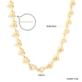 Gold hollow heart link necklace in stainless steel with sunburst texture details - Gold Hollow Heart Link Style (NE2G0601G)