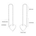 Silver stainless steel heart dangle tassel earrings with hypoallergenic chain design - Silver Hollow Heart Style (EA533701S)