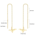 Gold plated stainless steel threader earrings with heartbeat pulse wave pendant - Gold EKG Pulse Style (EA533101G)
