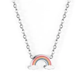 Collar con colgante de nube arcoíris en acero inoxidable con esmalte colorido y cadena plata - Estilo Nube Arcoíris (NE25300MS) / Color Acero