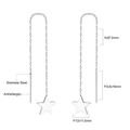 Silver stainless steel star tassel threader earrings with antiallergic properties - Silver Solid Star Style (EA533301S)