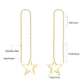 Gold plated stainless steel star tassel drop earrings with long chain design - Gold Hollow Star Style (EA533601G)