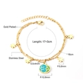 Spécifications de taille pour le bracelet double couche en acier doré avec breloques fleurs - Thème Feuille Fleur Double Couche (BR24200MG)