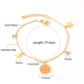 Bracelet en acier inoxydable doré avec breloque orange mignonne et pendentifs étoiles - Thème Cercle Grille Étoile (BR24260LG)