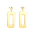 Close-up of polished gold rectangular drop earrings with minimalist geometric design - Rectangular Hollow Shape (EA546201G)