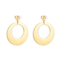 Close-up of minimalist gold-plated large flat hoop earrings with mirror finish - Large Circle Shape (EA547501G)