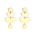 Close-up of golden multi-layer geometric earrings with polished finish and teardrop pendant - Geometric Multilayer Shape (EA547701G)