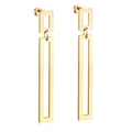 Minimalist gold geometric drop earrings featuring two hollow rectangular metal links - Rectangular-Gold(EA515001G)