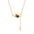 Golden evil eye necklace with black center bead and elegant fringe tassel detail - Eye Style (NE235901) / Rose Gold
