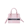 Pink embroidered fashion tote bag with stylish top handle and detachable shoulder strap - Pink