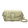 Chic light green saddle bag in smooth faux leather with silver horseshoe buckle detail - Green