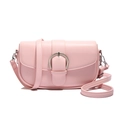 Pink faux leather saddle bag with silver horseshoe buckle and matching shoulder strap - Pink