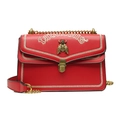 Red leather crossbody bag with Fabulous embroidery and golden bee buckle detail - Red