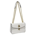 White croc-effect crossbody bag with a vintage gold bee clasp and chain strap - White