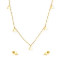 Ensemble bijoux dorés en acier inoxydable avec pendentif triangle et boucles d'oreilles - Style Triangle Doré (SE251101G)