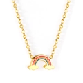 Collar arcoíris dorado de acero inoxidable con colgante de esmalte de colores en busto - Estilo Nube Arcoíris (NE25300MG) / Dorado