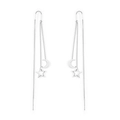 Orecchini a catenella lunghi con stella e luna in argento dallo stile minimalista - Oro / Linea dell'orecchio di Stella e Luna (EA548301)