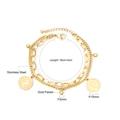 Double-layer 14K gold plated stainless steel bracelet with vintage queen coin charms - 18K Gold Queen Coin Style (BR233901G)