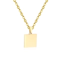 Detailed close-up of a square gold pendant with polished finish on a classic link chain - Square Shape (NE108601G) / Gold