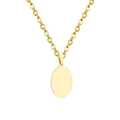 Polished gold stainless steel oval pendant necklace with elegant link chain for women - Oval Shape (NE103101G) / Gold
