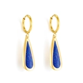 Pendientes de corazón de doble capa en oro con purpurina azul marino y acabado liso - Estilo de Gota de Agua Azul Oscuro Cielo Estrellado (EA55840DG)